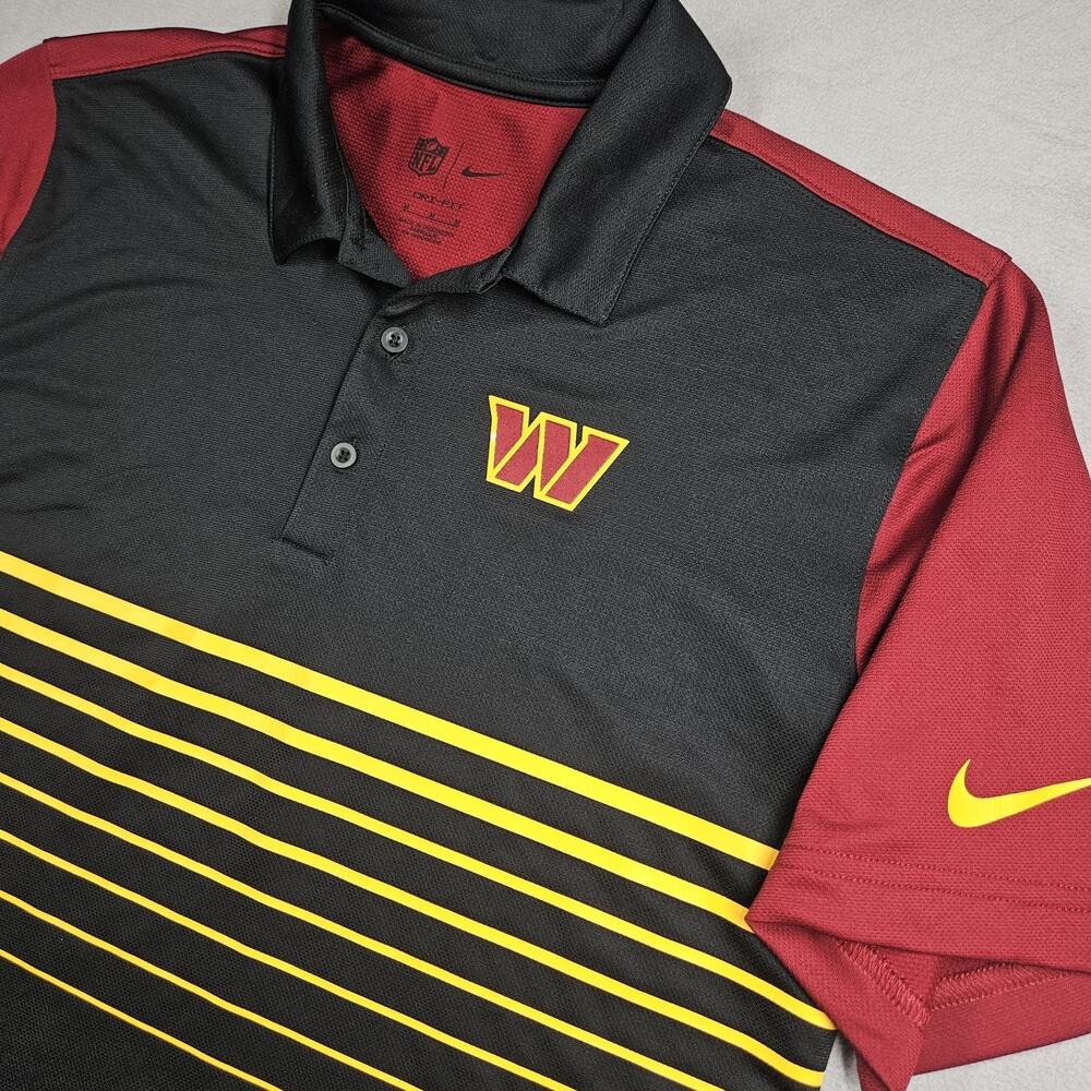 Nike NFL Washington Commanders Polo Mens Medium Dri-Fit Burgundy Yellow